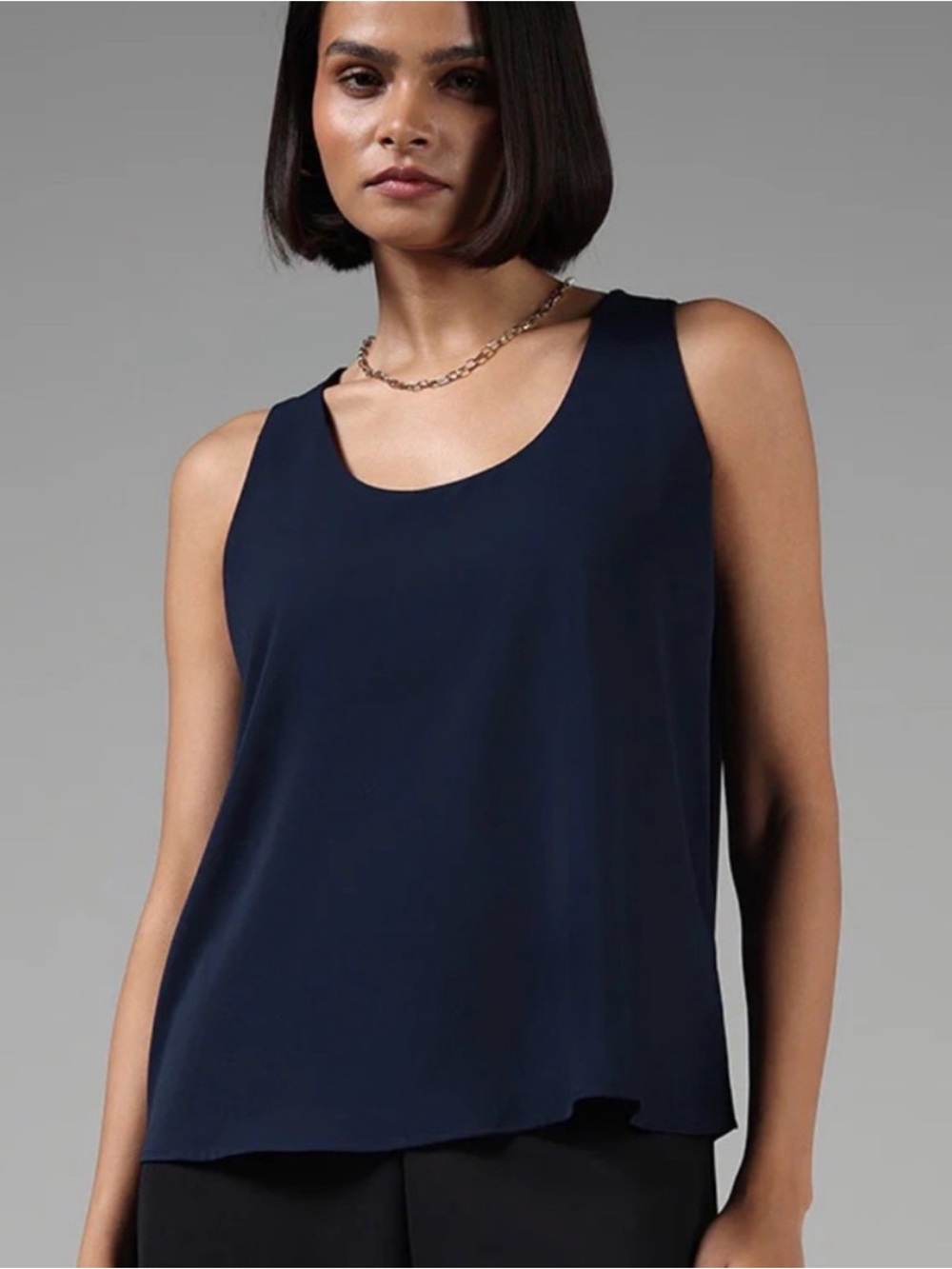 Banana Republic Navy Scoop Neck Dressy Tank Blouse